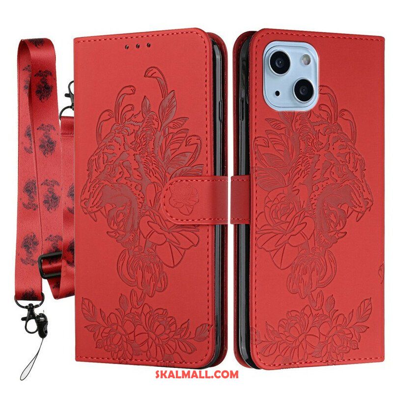 Fodral iPhone 13 Mini Med Kedjar Barock Strappy Tiger