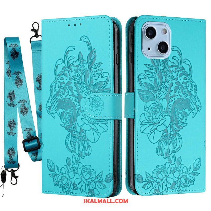 Fodral iPhone 13 Mini Med Kedjar Barock Strappy Tiger