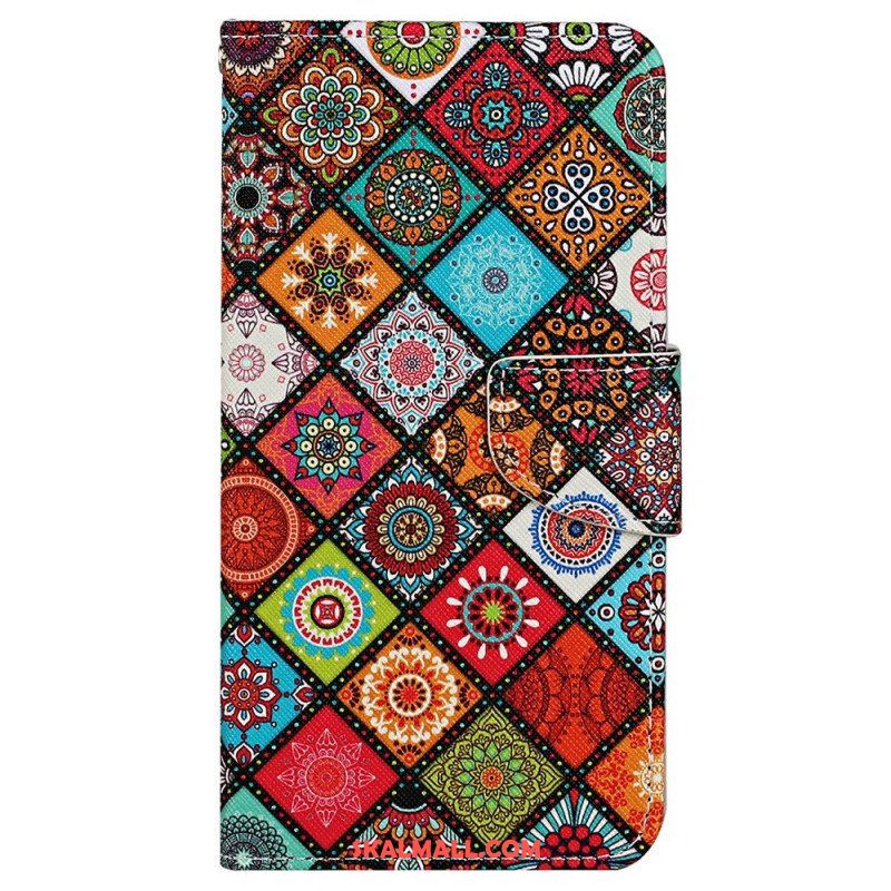 Fodral iPhone 15 Med Kedjar Ganska Patchwork Med Rem