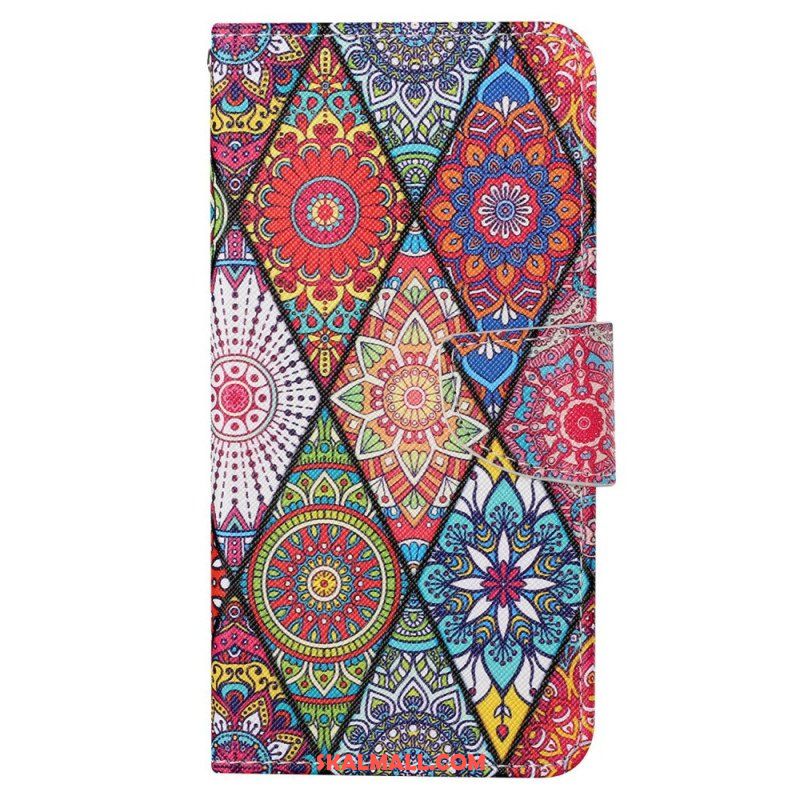 Fodral iPhone 15 Med Kedjar Ganska Patchwork Med Rem