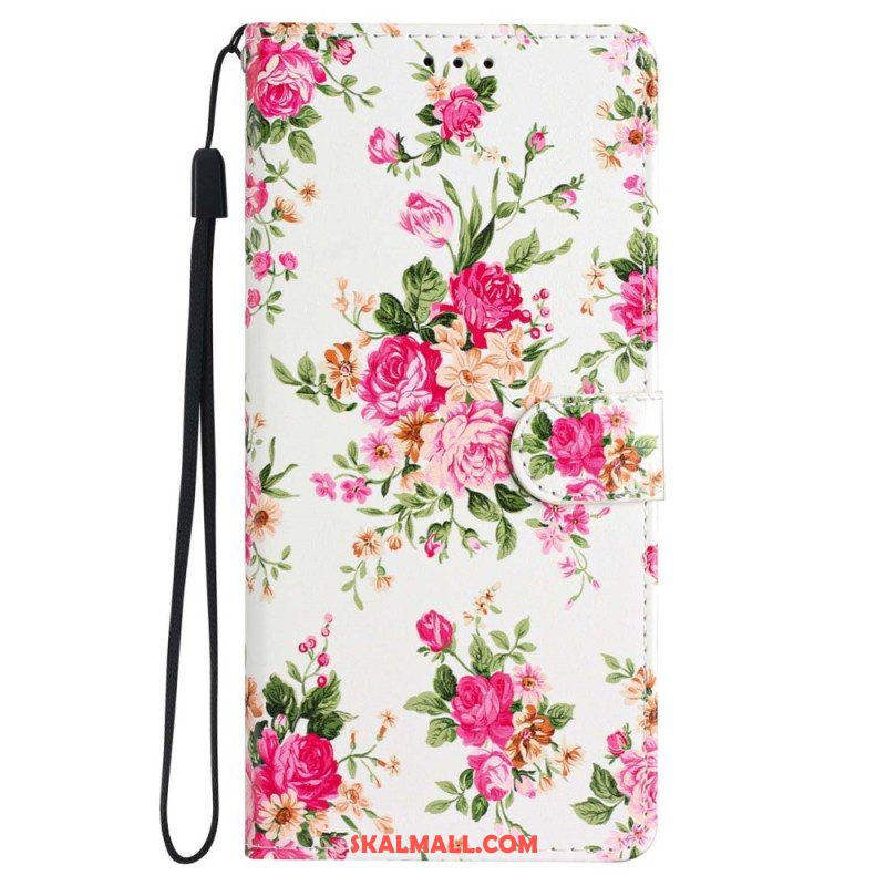 Fodral iPhone 15 Med Kedjar Liberty Blommor Med Rem