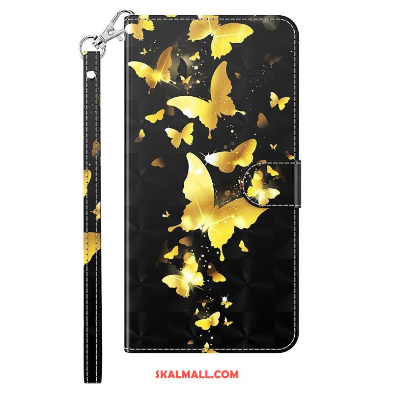 Fodral iPhone 15 Plus Med Kedjar 3d-fjärilar Med Snodd