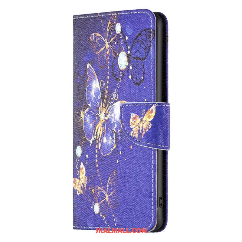 Fodral iPhone 15 Pro Fjärilar På Blå Bakgrund