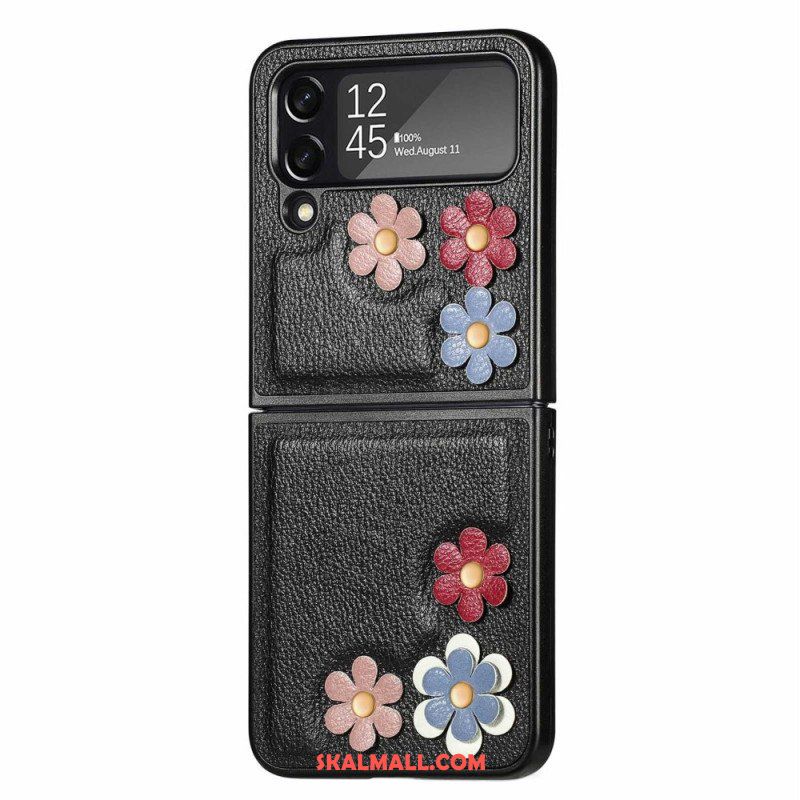 Folio-fodral Mobilskal Samsung Galaxy Z Flip 4 Läderfodral Faux Läder Blommor