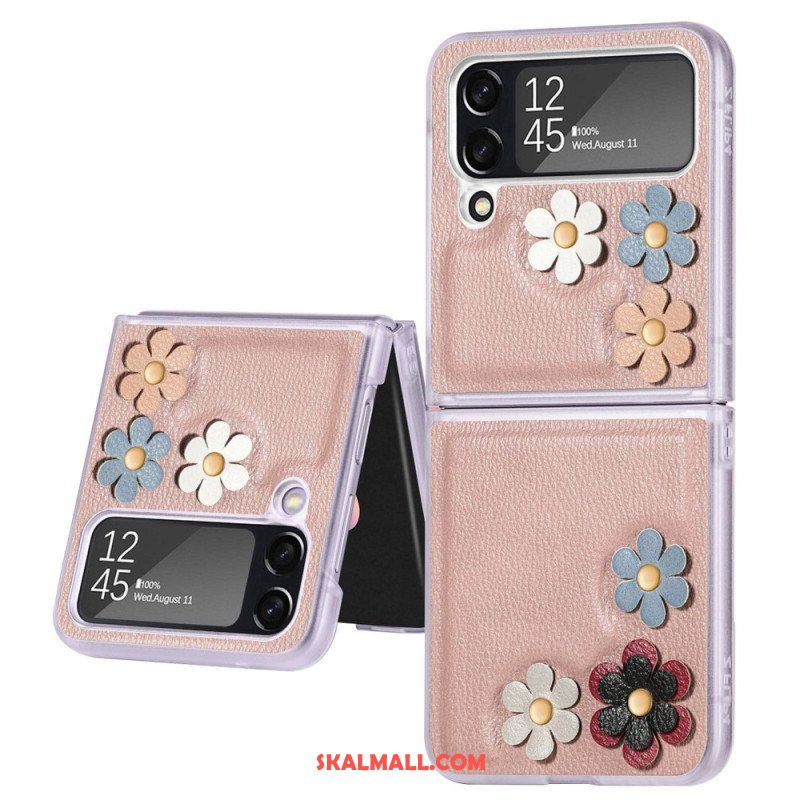 Folio-fodral Mobilskal Samsung Galaxy Z Flip 4 Läderfodral Faux Läder Blommor