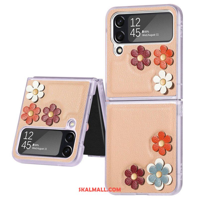 Folio-fodral Mobilskal Samsung Galaxy Z Flip 4 Läderfodral Faux Läder Blommor