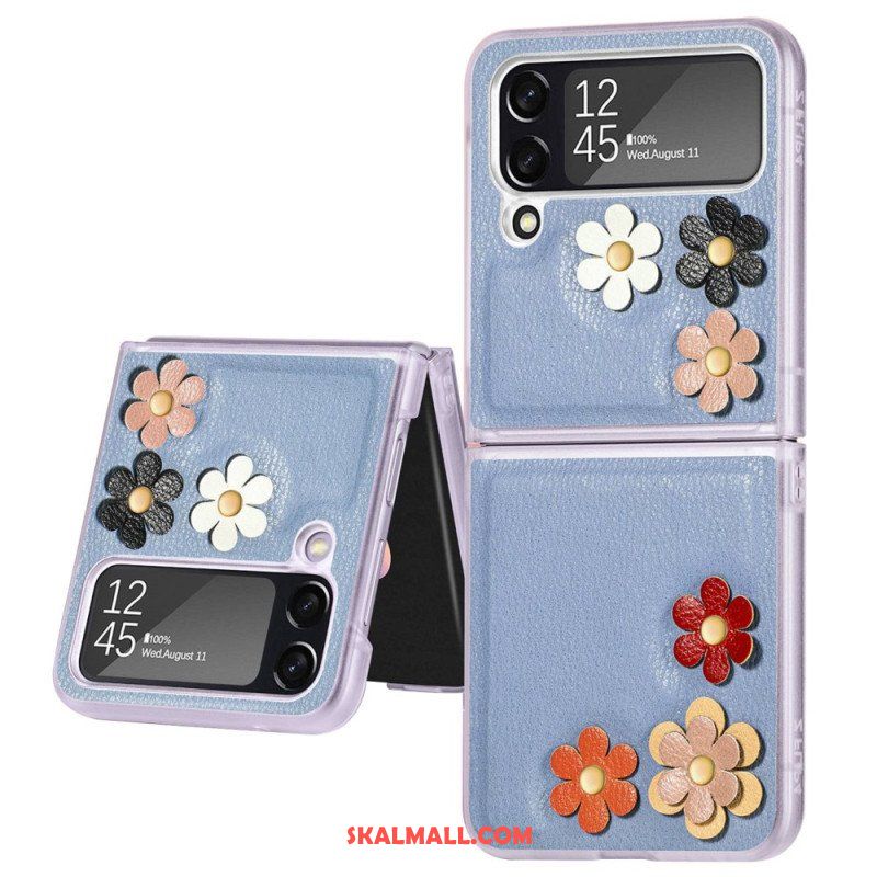 Folio-fodral Mobilskal Samsung Galaxy Z Flip 4 Läderfodral Faux Läder Blommor