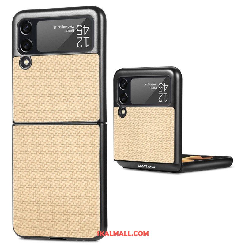 Folio-fodral Mobilskal Samsung Galaxy Z Flip 4 Läderfodral Texturerad Kolfiber