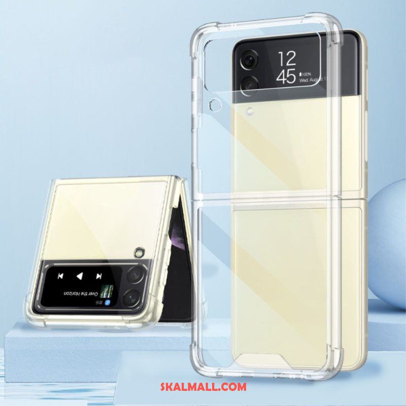 Folio-fodral Mobilskal Samsung Galaxy Z Flip 4 Läderfodral Transparenta Gkk-förstärkta Hörn