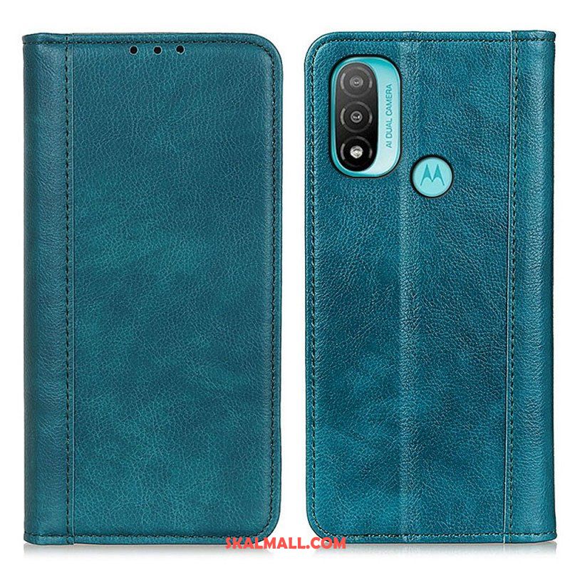 Folio-fodral Moto E40 / E30 / E20 Läderfodral Elegance Split Litchi Läder