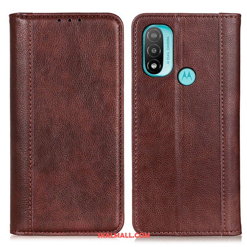 Folio-fodral Moto E40 / E30 / E20 Läderfodral Elegance Split Litchi Läder