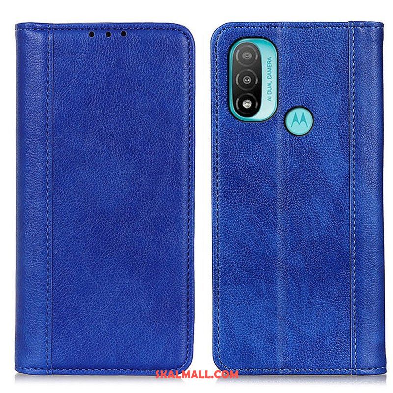 Folio-fodral Moto E40 / E30 / E20 Läderfodral Elegance Split Litchi Läder