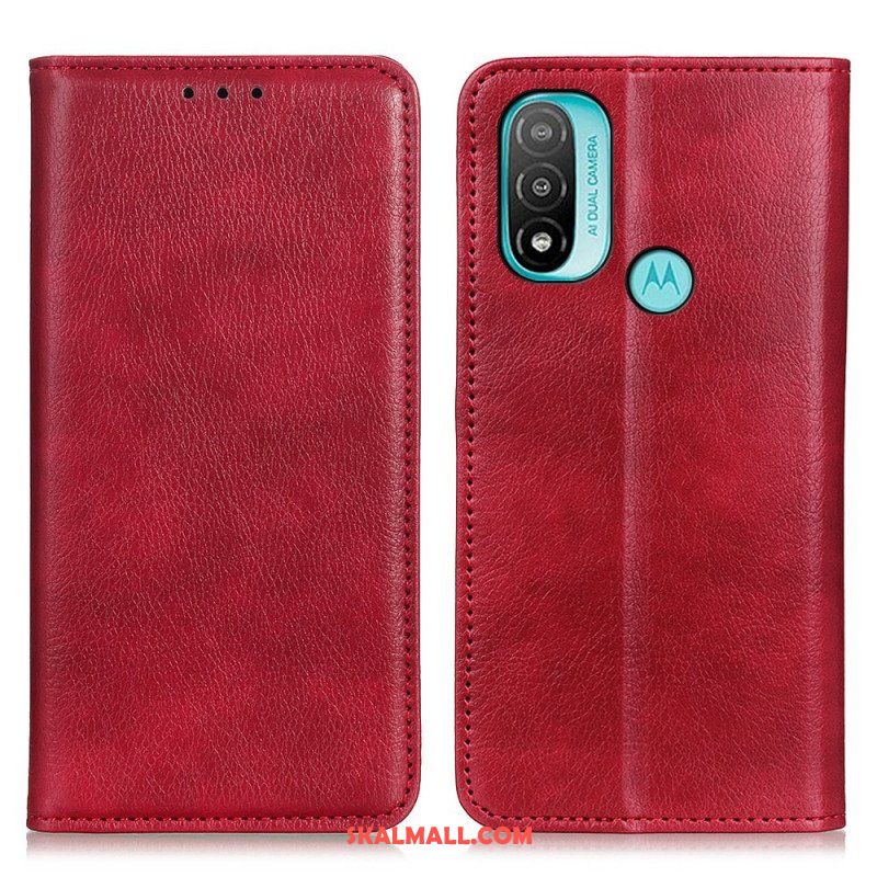 Folio-fodral Moto E40 / E30 / E20 Läderfodral Texturerat Delat Läder