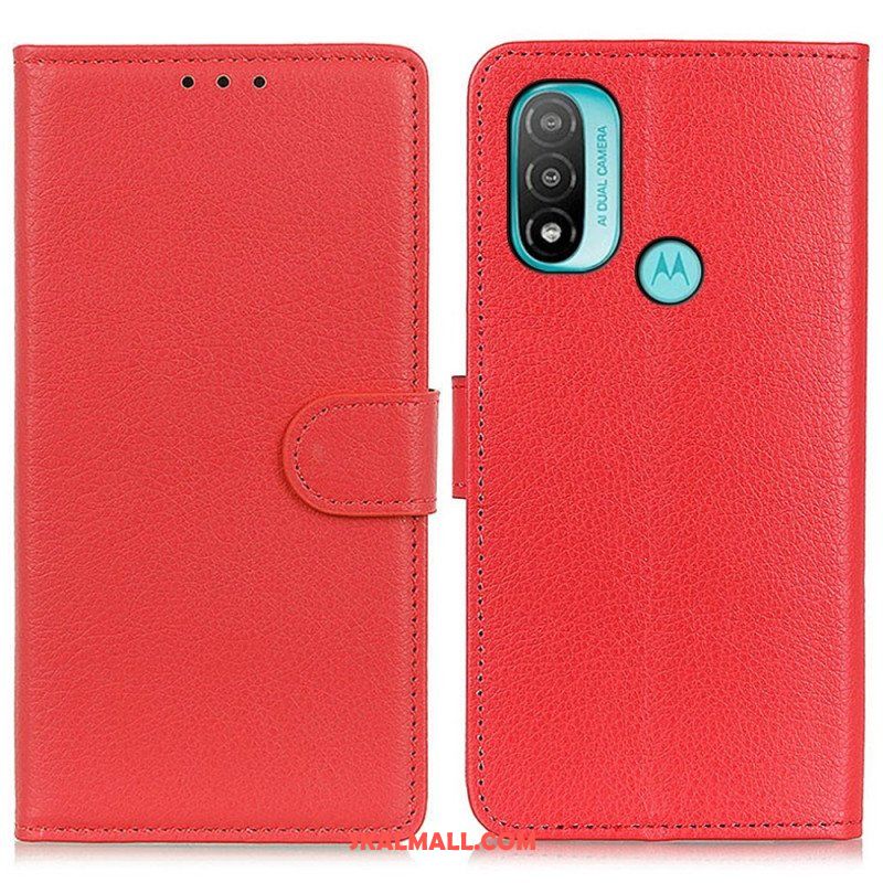 Folio-fodral Moto E40 / E30 / E20 Traditionellt Litchi