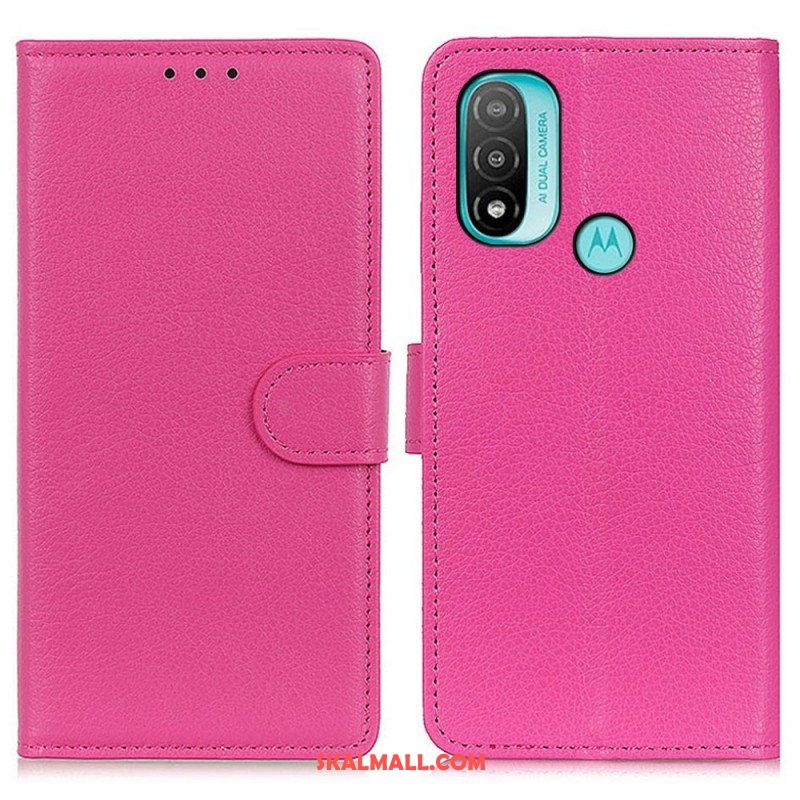 Folio-fodral Moto E40 / E30 / E20 Traditionellt Litchi