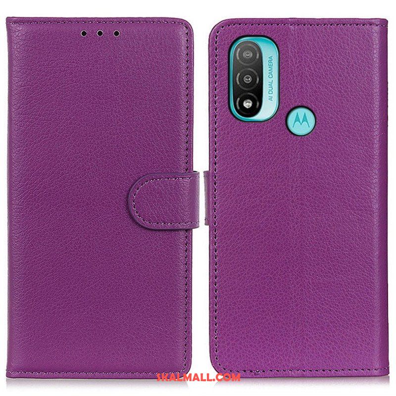 Folio-fodral Moto E40 / E30 / E20 Traditionellt Litchi