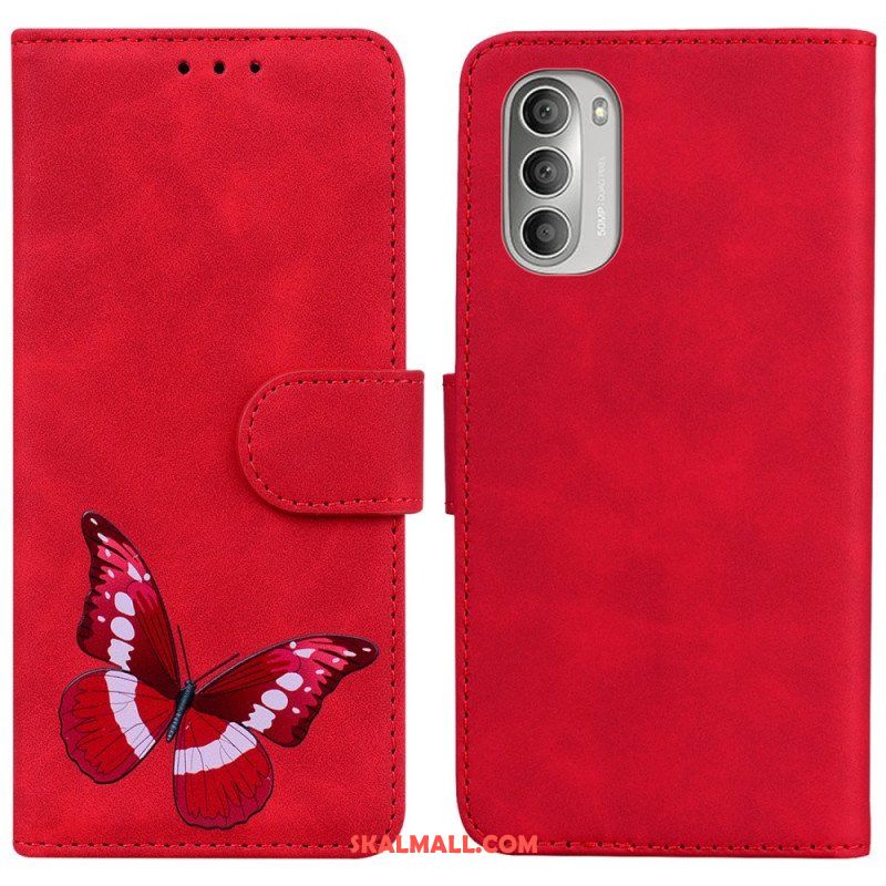 Folio-fodral Moto G51 5G Skin-touch Butterfly