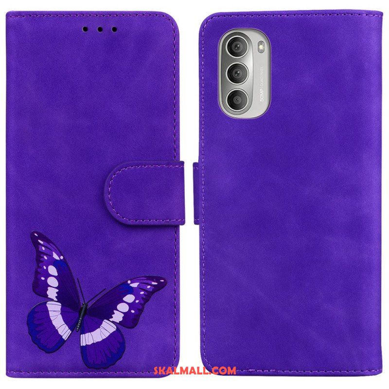 Folio-fodral Moto G51 5G Skin-touch Butterfly