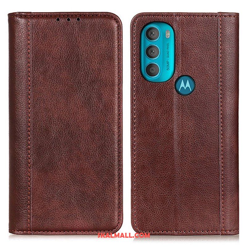 Folio-fodral Moto G71 5G Läderfodral Elegance Split Litchi Läder