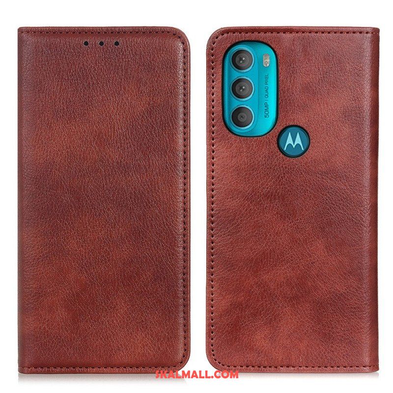 Folio-fodral Moto G71 5G Läderfodral Texturerat Delat Läder