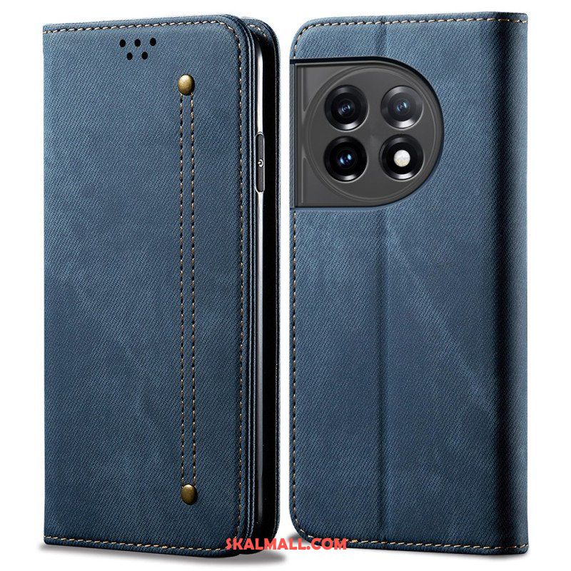 Folio-fodral OnePlus 11 5G Läderfodral Denim Tyg