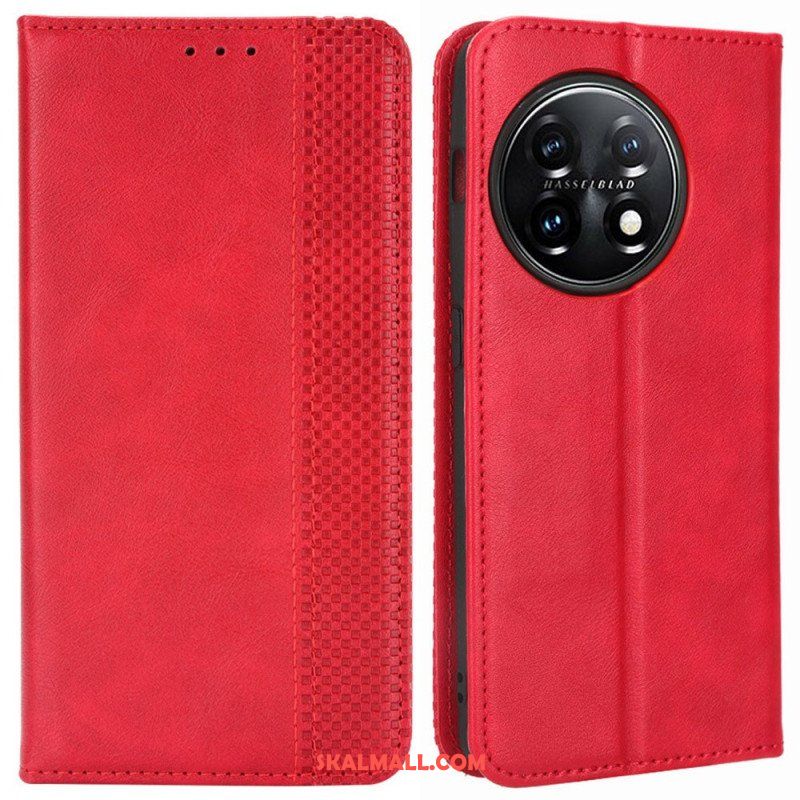 Folio-fodral OnePlus 11 5G Läderfodral Stiliserad Läderstil