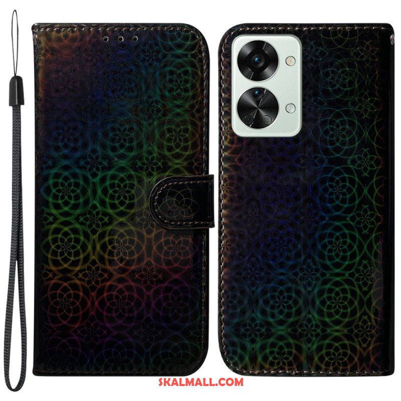 Folio-fodral OnePlus Nord 2T 5G Med Kedjar Strappy Geometriska Blommor