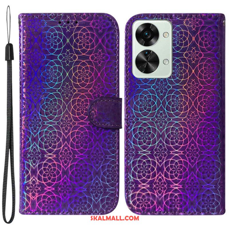 Folio-fodral OnePlus Nord 2T 5G Med Kedjar Strappy Geometriska Blommor