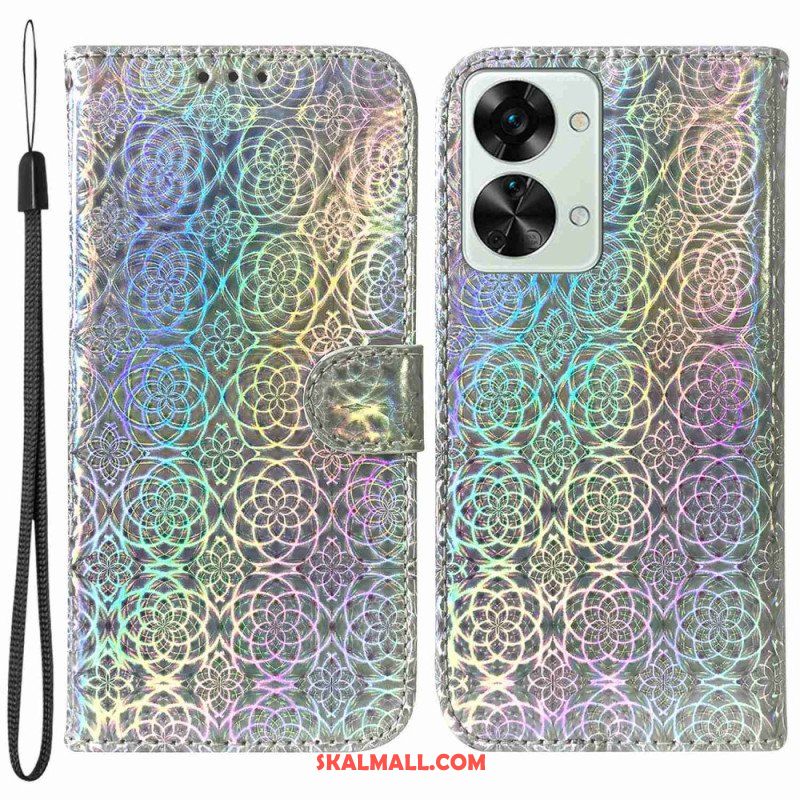 Folio-fodral OnePlus Nord 2T 5G Med Kedjar Strappy Geometriska Blommor