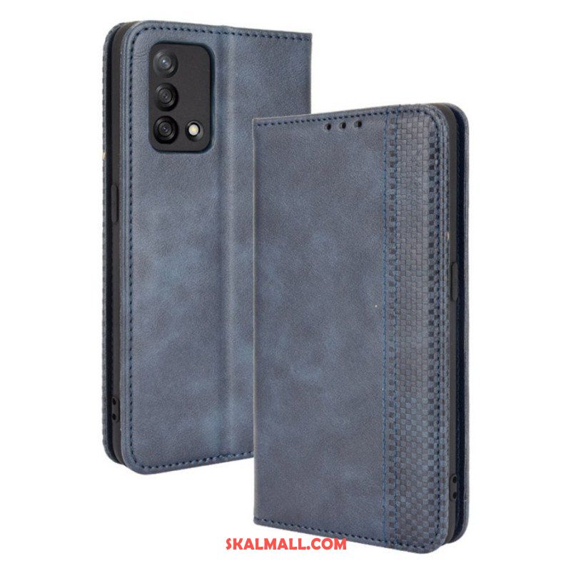 Folio-fodral Oppo A74 4G Läderfodral Stiliserad Vintage Lädereffekt