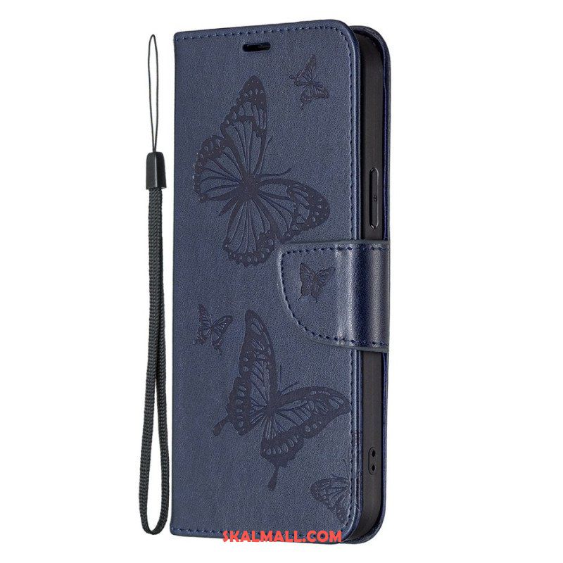 Folio-fodral Samsung Galaxy A14 / A14 5G Med Kedjar Fjärilar Tryckt Strappy