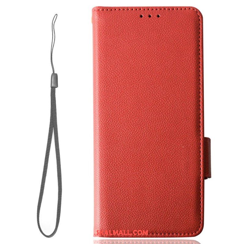 Folio-fodral Samsung Galaxy A14 / A14 5G Med Kedjar Strappy Litchi Läder Style