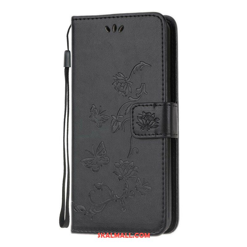 Folio-fodral Samsung Galaxy A52 4G / A52 5G / A52s 5G Med Kedjar Stringfjärilar Och Blommor