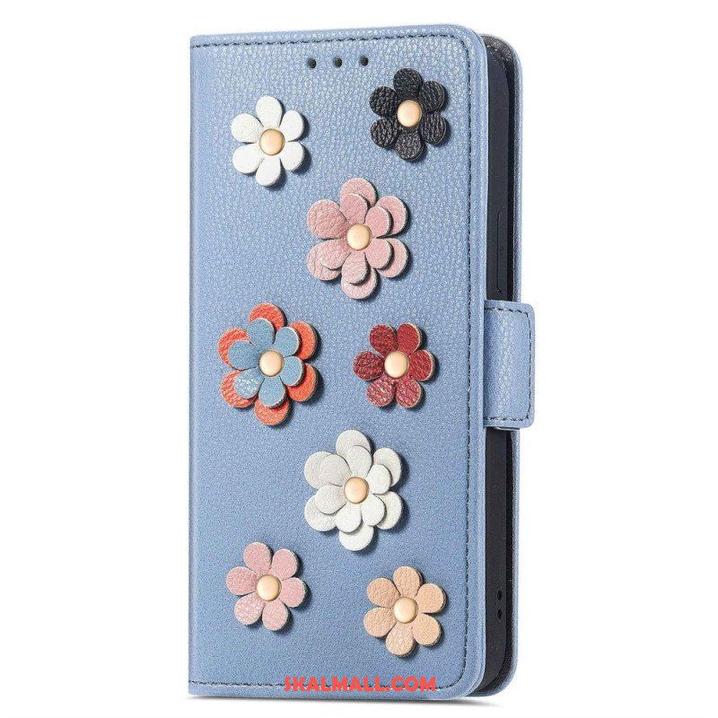 Folio-fodral Samsung Galaxy M13 3d-blommor