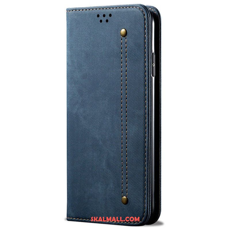 Folio-fodral Samsung Galaxy M52 5G Läderfodral Denim Tyg