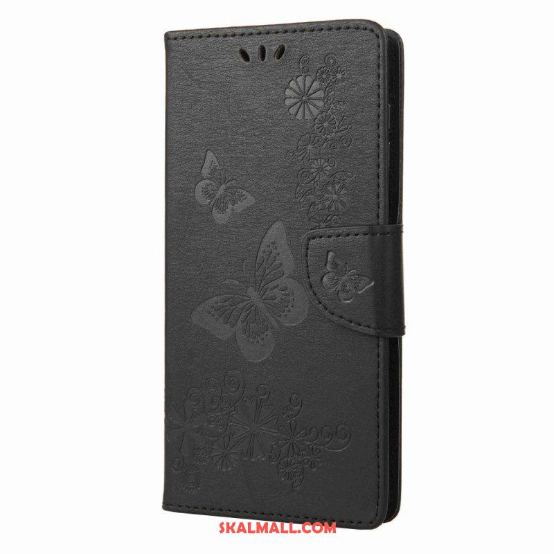 Folio-fodral Samsung Galaxy M53 5G Med Kedjar Armband Fjärilar Design