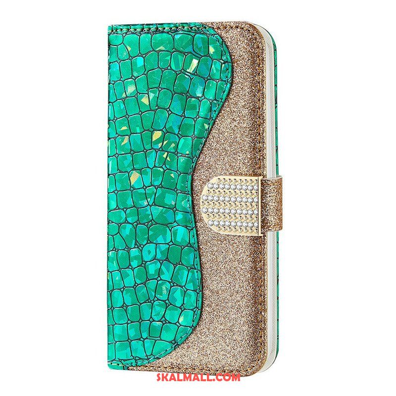 Folio-fodral Samsung Galaxy S21 FE Krokodil Diamanter