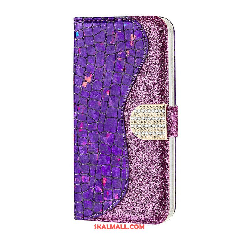 Folio-fodral Samsung Galaxy S21 FE Krokodil Diamanter