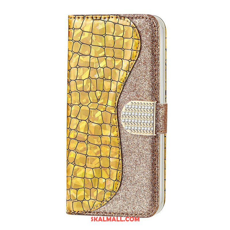 Folio-fodral Samsung Galaxy S21 FE Krokodil Diamanter