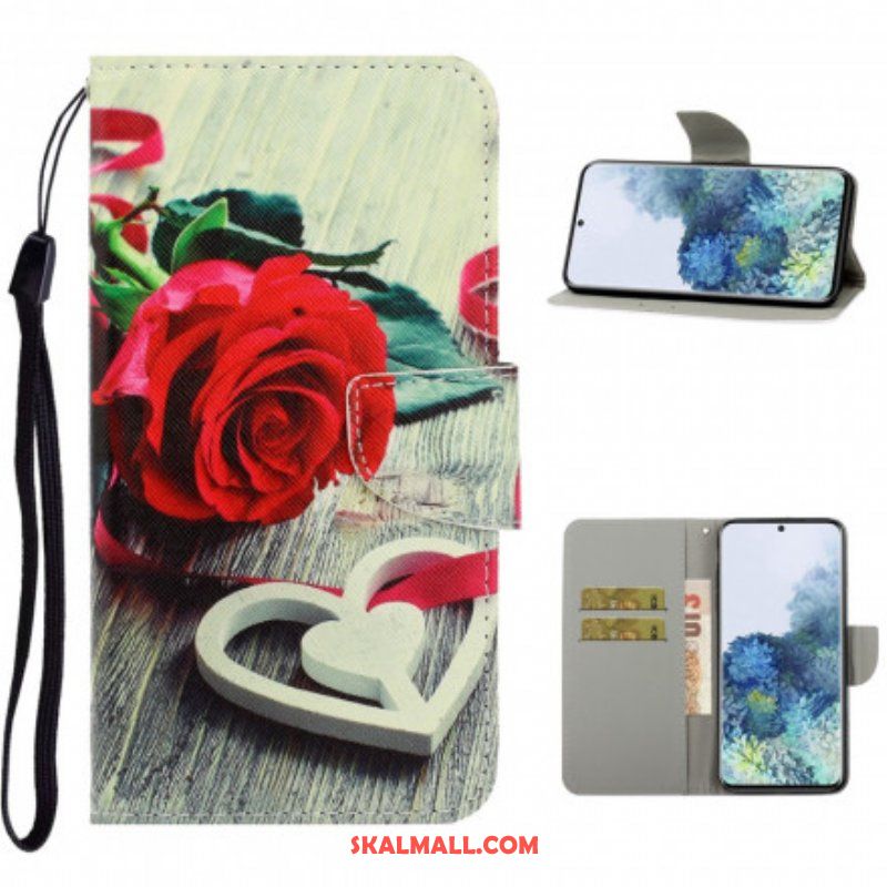 Folio-fodral Samsung Galaxy S21 Ultra 5G Med Kedjar Färgglada Strappy Blommor