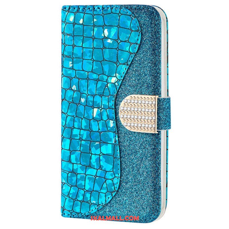 Folio-fodral Samsung Galaxy S22 Plus 5G Krokodil Diamanter