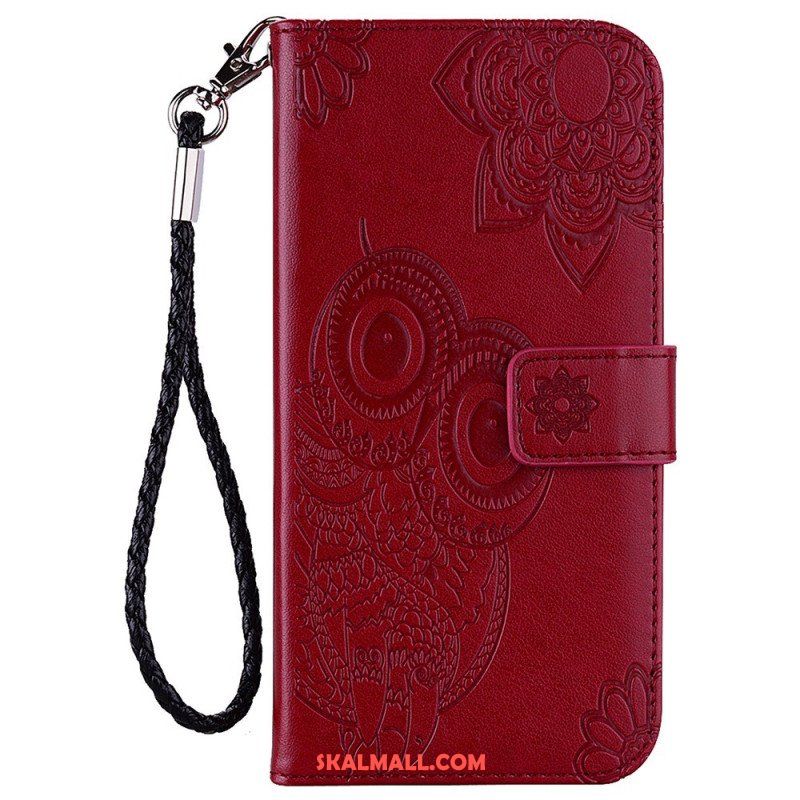 Folio-fodral Samsung Galaxy S23 5G Uggla Mandala Och Lanyard