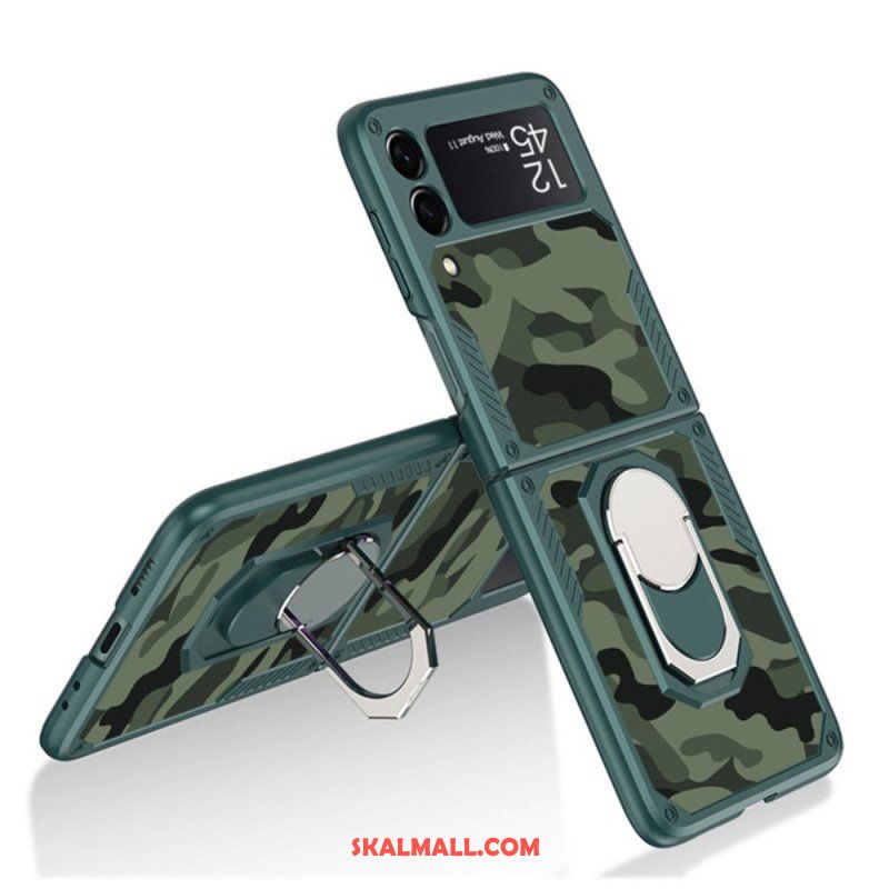 Folio-fodral Skal Samsung Galaxy Z Flip 3 5G Läderfodral Gkk Camo Support Ring