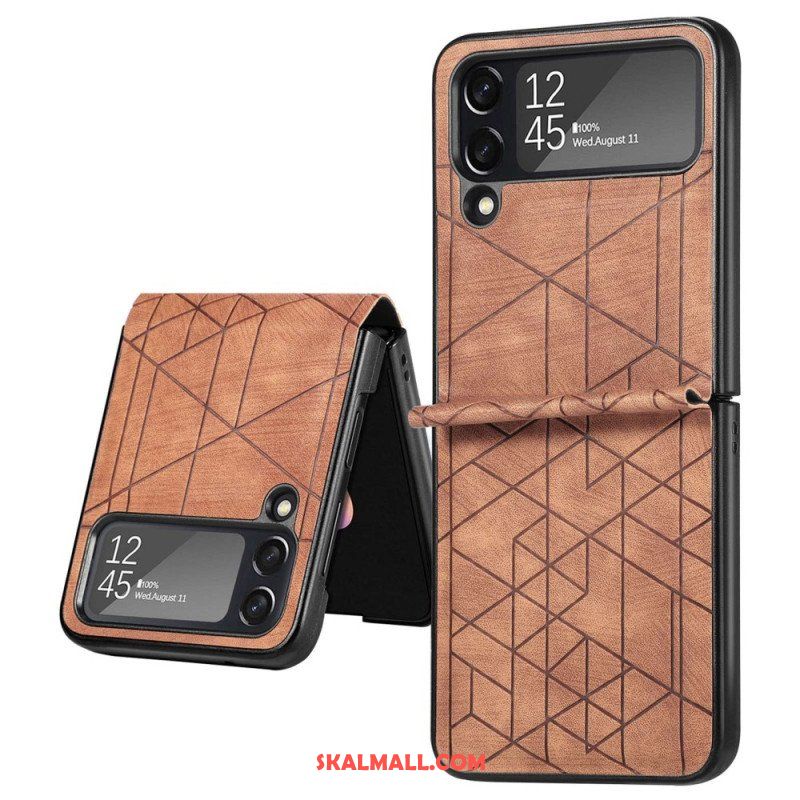 Folio-fodral Skal Samsung Galaxy Z Flip 4 Läderfodral Geometriska Linjer