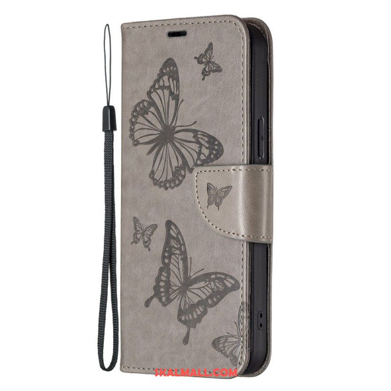 Folio-fodral Xiaomi 13 Lite Med Kedjar Fjärilar Tryckt Strappy
