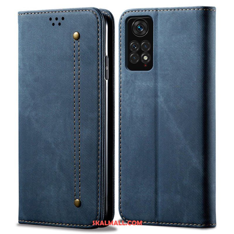 Folio-fodral Xiaomi Redmi Note 11 Pro / 11 Pro 5G Läderfodral Denim Tyg