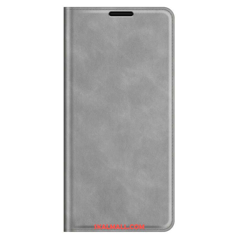 Folio-fodral iPhone 13 Pro Max Läderfodral Silke Mjukt Läder Effekt
