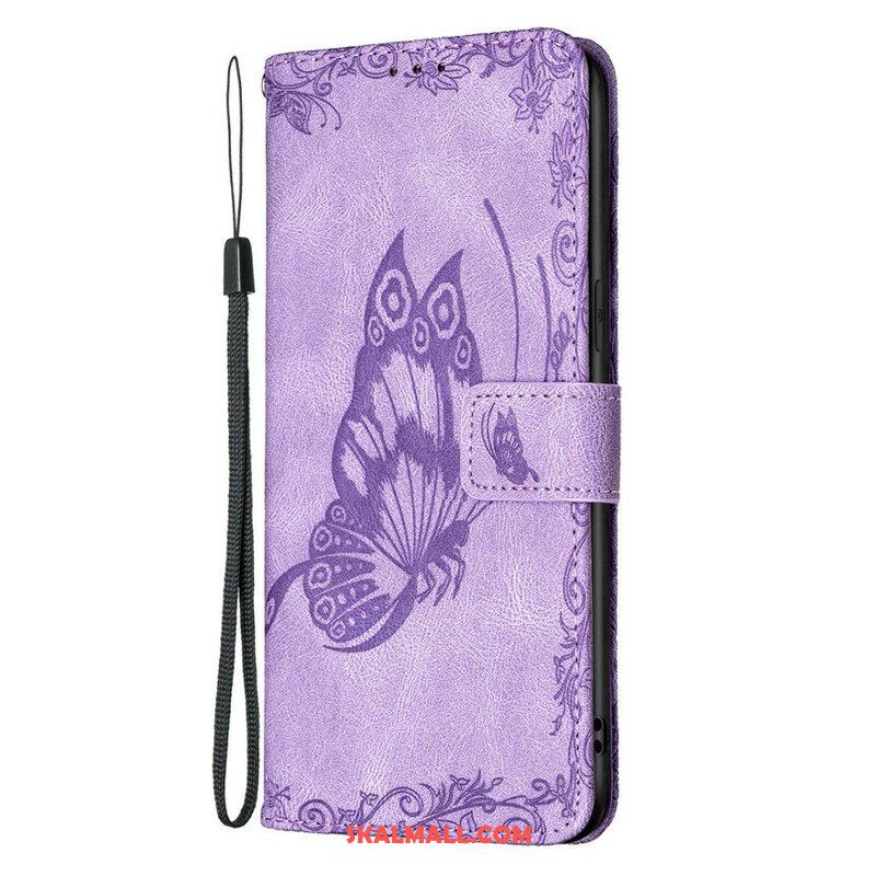 Folio-fodral iPhone 13 Pro Med Kedjar Barock Strappy Butterfly