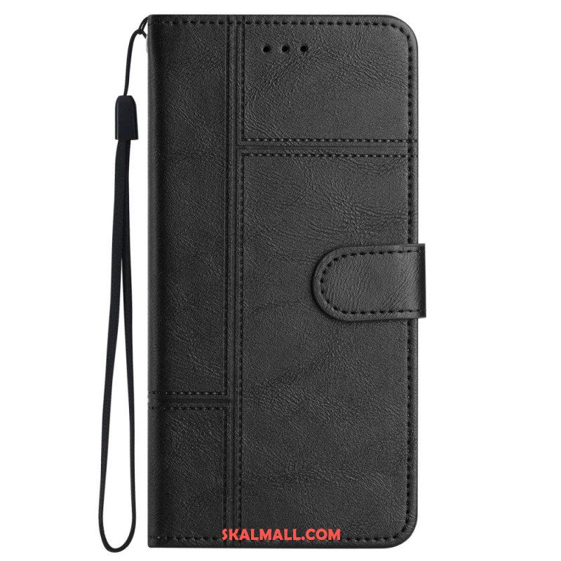 Folio-fodral iPhone 14 Pro Max Med Kedjar Strappy Business Läderstil