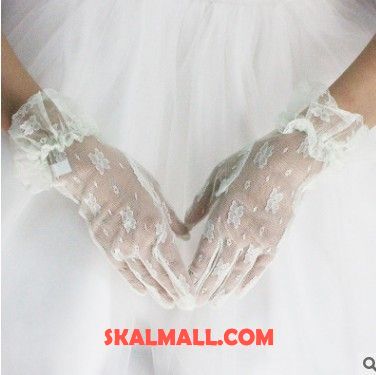 Handskar Dam Brud Spets Mörkgrön Transparent Äktenskap Billigt